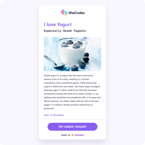 Yogurt app preview